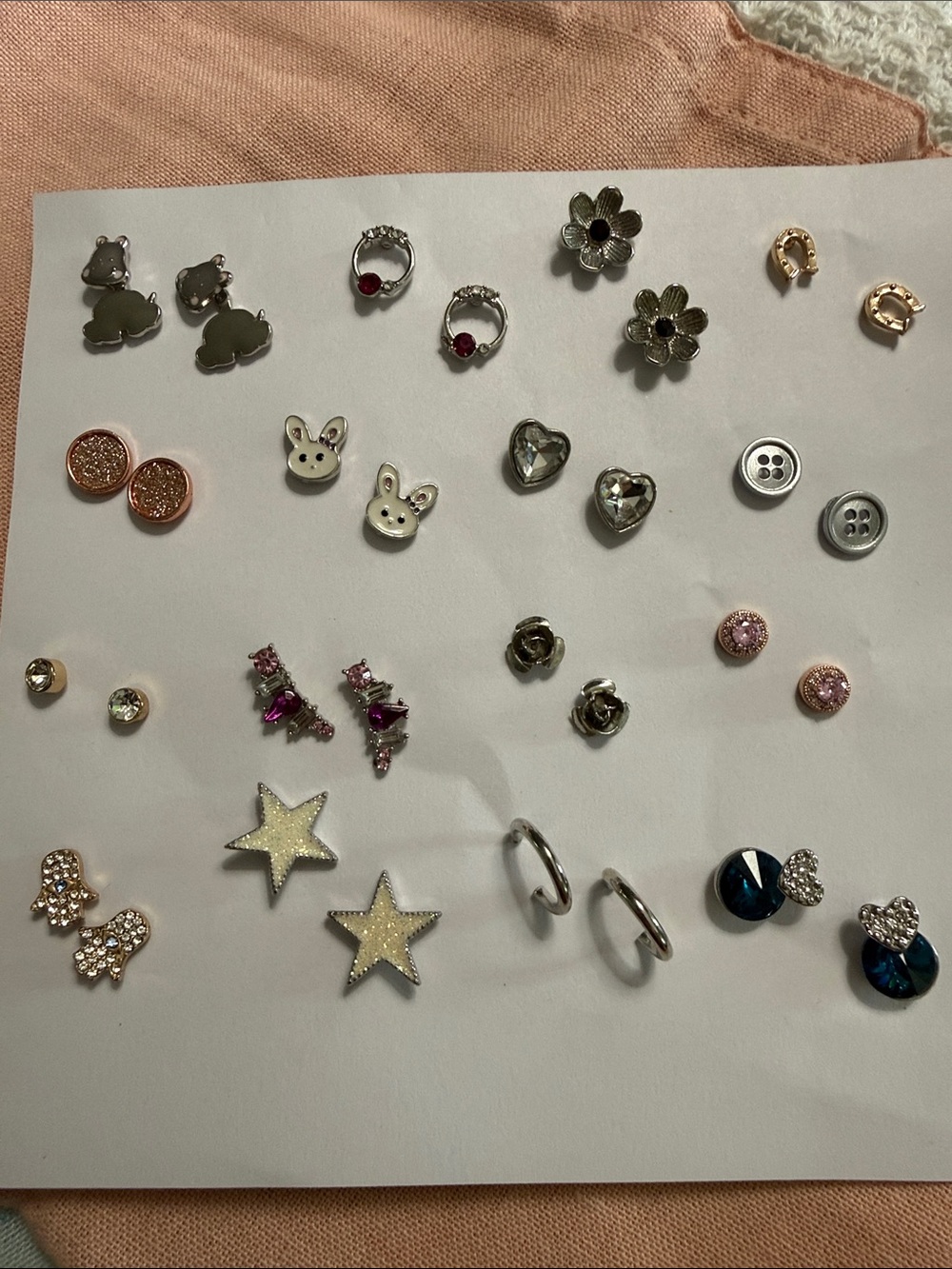 Kids Sparkle Assorted Stud Earring Set - Silver, Pink, Blue